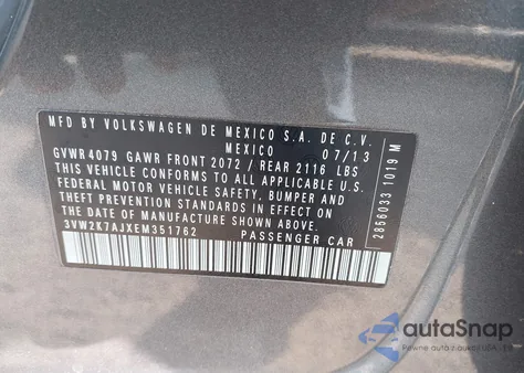 2014 Volkswagen Jetta S from USA, damaged, VIN 3VW2K7AJXEM351762